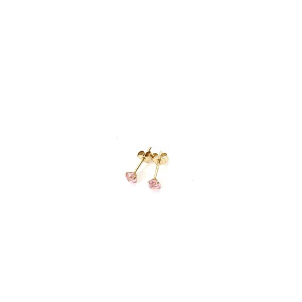 Mini Pink Rose Stud Earrings in 14k Yellow Gold