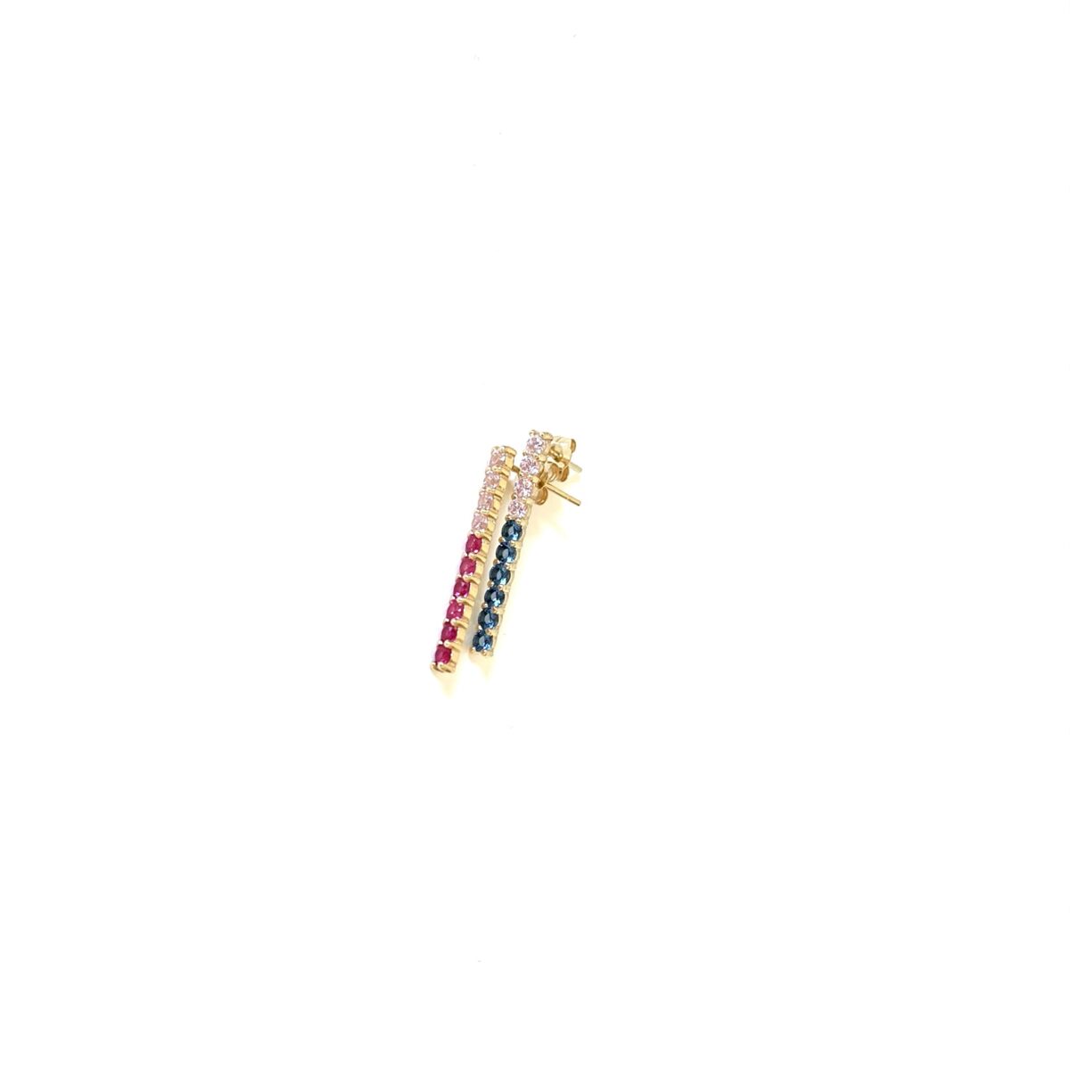 Gold Drop Earrings with Colorful Stones: Roze, Sapphire, Ruby