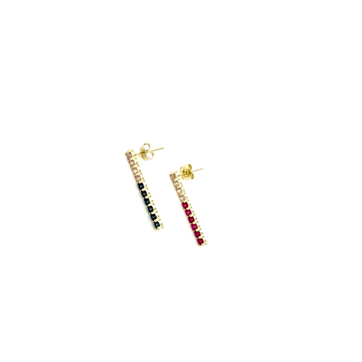 Gold Drop Earrings with Colorful Stones: Roze, Sapphire, Ruby