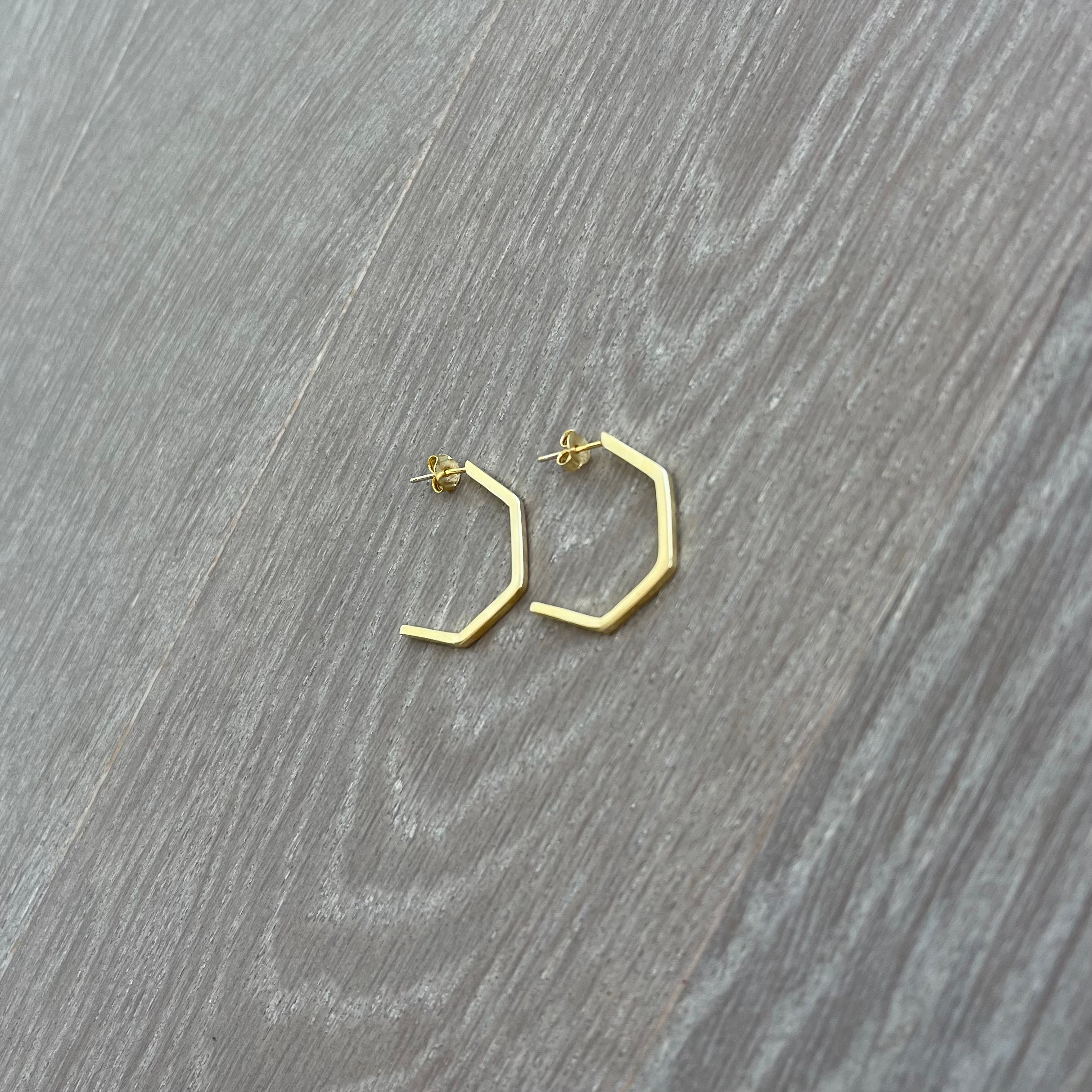 Gold Hoop Earrings with a Hive Design: 30mm