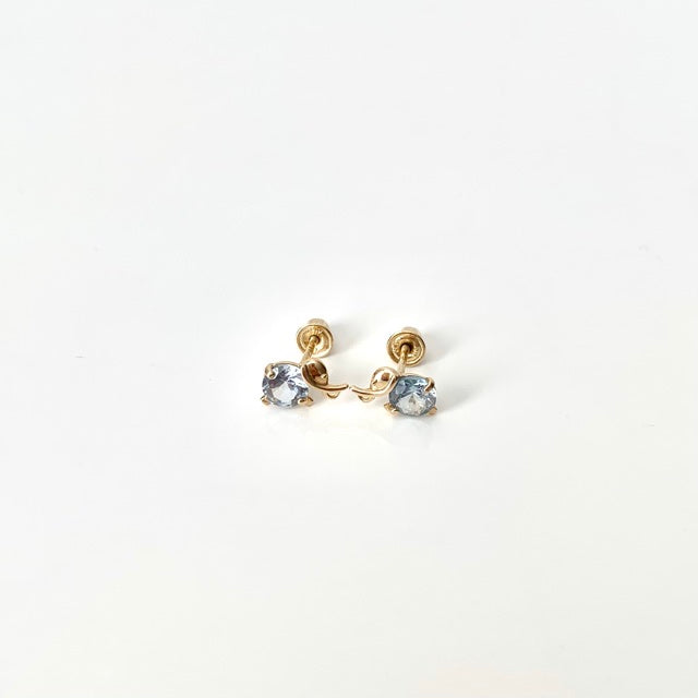 Lucky Elephant Stud Earring - Aquamarine with Gold
